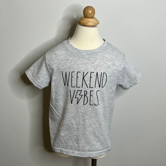 Rae Dunn Gray Weekend Short Sleeve Top - Picture 1 of 5